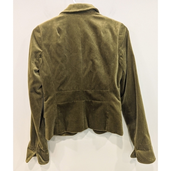 J. Crew Ecole Olive Green Velvet Hook Front Blazer Size 0 - Picture 5 of 7